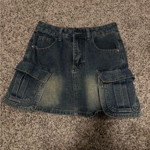 Denim Cargo Skirt